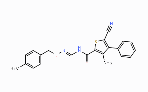 CAS No. 343372-49-6, 5-Cyano-3-methyl-N-({[(4-methylbenzyl)oxy]imino}methyl)-4-phenyl-2-thiophenecarboxamide