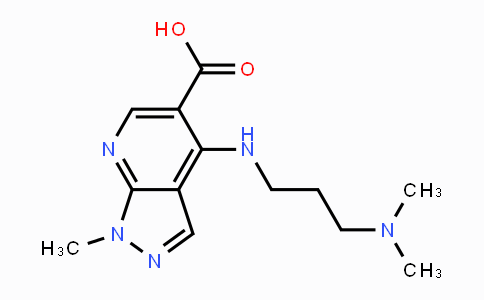 CAS No. 685109-23-3, 4-{[3-(Dimethylamino)propyl]amino}-1-methyl-1H-pyrazolo[3,4-b]pyridine-5-carboxylic acid