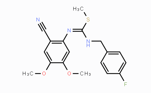 CAS No. 692287-66-4, 1-Cyano-2-{[(E)-[(4-fluorobenzyl)amino](methylsulfanyl)methylidene]amino}-4,5-dimethoxybenzene