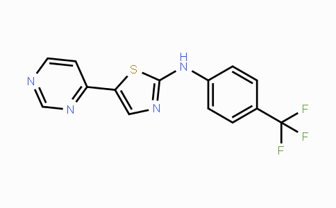 CAS No. 1211363-16-4, 5-(4-Pyrimidinyl)-N-[4-(trifluoromethyl)phenyl]-1,3-thiazol-2-amine