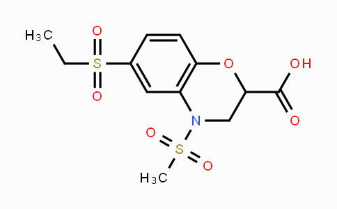 CAS No. 866050-99-9, 6-(Ethylsulfonyl)-4-(methylsulfonyl)-3,4-dihydro-2H-1,4-benzoxazine-2-carboxylic acid