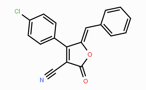 CAS No. 343375-81-5, 4-(4-Chlorophenyl)-2-oxo-5-(phenylmethylene)-2,5-dihydro-3-furancarbonitrile
