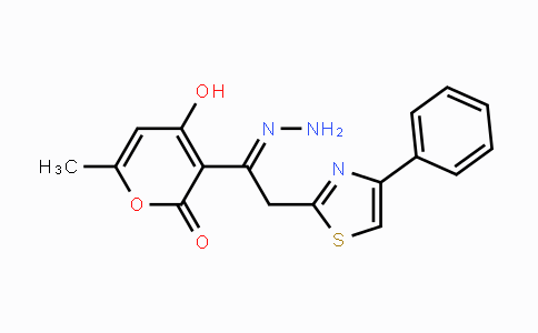 CAS No. 151504-48-2, 4-Hydroxy-6-methyl-3-[2-(4-phenyl-1,3-thiazol-2-yl)ethanehydrazonoyl]-2H-pyran-2-one