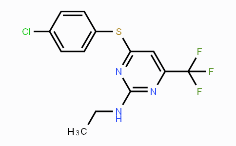 CAS No. 339010-87-6, N-[4-[(4-Chlorophenyl)sulfanyl]-6-(trifluoromethyl)-2-pyrimidinyl]-N-ethylamine