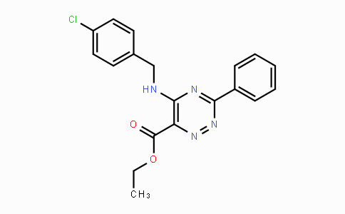 CAS No. 866051-64-1, Ethyl 5-[(4-chlorobenzyl)amino]-3-phenyl-1,2,4-triazine-6-carboxylate