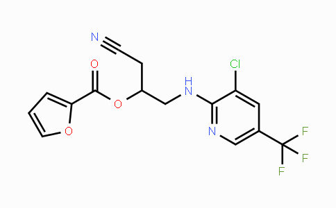 CAS No. 339016-45-4, 2-{[3-Chloro-5-(trifluoromethyl)-2-pyridinyl]amino}-1-(cyanomethyl)ethyl 2-furoate