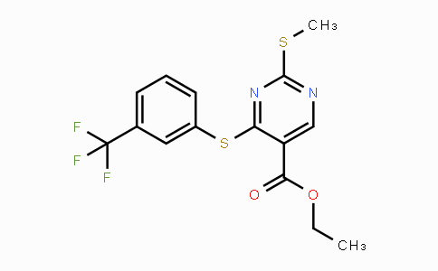 CAS No. 339019-55-5, Ethyl 2-(methylsulfanyl)-4-{[3-(trifluoromethyl)phenyl]sulfanyl}-5-pyrimidinecarboxylate