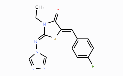 CAS No. 478078-08-9, 3-Ethyl-5-[(Z)-(4-fluorophenyl)methylidene]-2-(4H-1,2,4-triazol-4-ylimino)-1,3-thiazolan-4-one