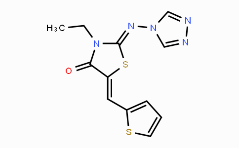 CAS No. 478078-09-0, 3-Ethyl-5-[(Z)-2-thienylmethylidene]-2-(4H-1,2,4-triazol-4-ylimino)-1,3-thiazolan-4-one