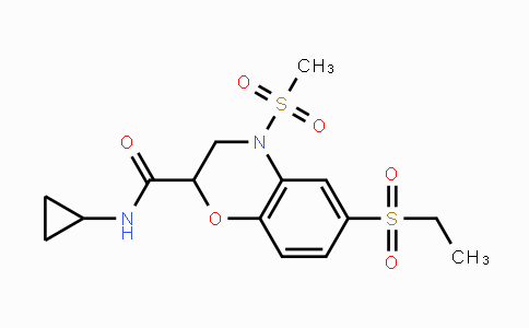 CAS No. 866134-44-3, N-Cyclopropyl-6-(ethylsulfonyl)-4-(methylsulfonyl)-3,4-dihydro-2H-1,4-benzoxazine-2-carboxamide