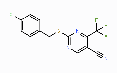CAS No. 339096-97-8, 2-[(4-Chlorobenzyl)sulfanyl]-4-(trifluoromethyl)-5-pyrimidinecarbonitrile