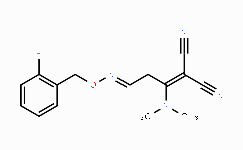 CAS No. 339103-06-9, 2-(1-(Dimethylamino)-3-{[(2-fluorobenzyl)oxy]imino}propylidene)malononitrile
