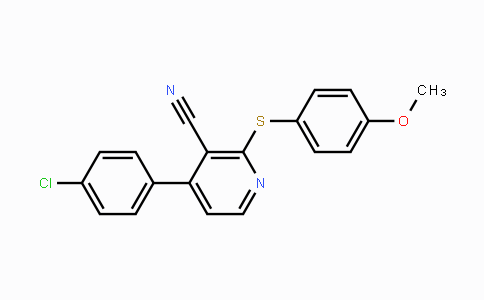 CAS No. 339103-60-5, 4-(4-Chlorophenyl)-2-[(4-methoxyphenyl)sulfanyl]nicotinonitrile