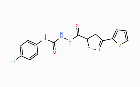 CAS No. 478259-23-3, N-(4-Chlorophenyl)-2-{[3-(2-thienyl)-4,5-dihydro-5-isoxazolyl]carbonyl}-1-hydrazinecarboxamide