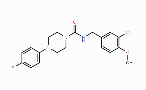CAS No. 866137-32-8, N-(3-Chloro-4-methoxybenzyl)-4-(4-fluorophenyl)tetrahydro-1(2H)-pyrazinecarboxamide