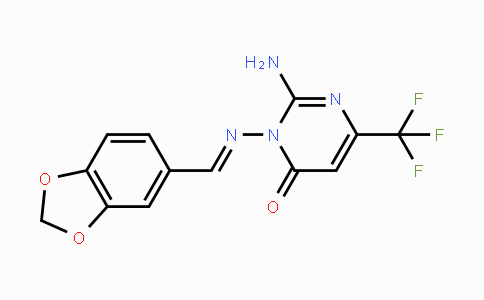 CAS No. 866145-70-2, 2-Amino-3-{[(E)-1,3-benzodioxol-5-ylmethylidene]amino}-6-(trifluoromethyl)-4(3H)-pyrimidinone