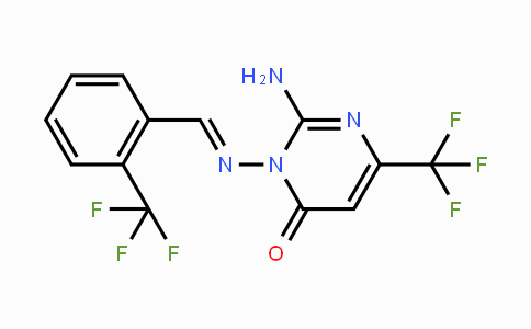 CAS No. 866145-78-0, 2-Amino-6-(trifluoromethyl)-3-({(E)-[2-(trifluoromethyl)phenyl]methylidene}amino)-4(3H)-pyrimidinone