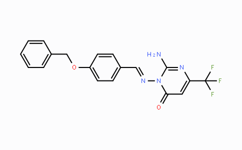 CAS No. 866145-95-1, 2-Amino-3-({(E)-[4-(benzyloxy)phenyl]methylidene}amino)-6-(trifluoromethyl)-4(3H)-pyrimidinone