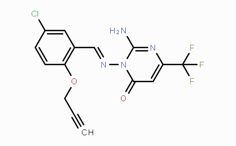 MC120489 | 866149-03-3 | 2-Amino-3-({(E)-[5-chloro-2-(2-propynyloxy)phenyl]methylidene}amino)-6-(trifluoromethyl)-4(3H)-pyrimidinone