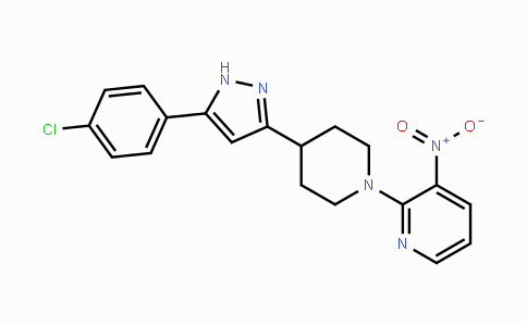CAS No. 1030856-25-7, 4-[5-(4-Chlorophenyl)-1H-pyrazol-3-yl]-1-(3-nitro-2-pyridinyl)piperidine