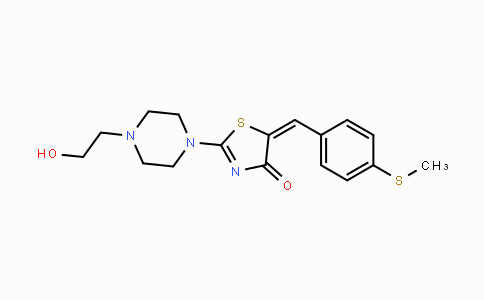 CAS No. 866149-76-0, 2-[4-(2-Hydroxyethyl)piperazino]-5-{(E)-[4-(methylsulfanyl)phenyl]methylidene}-1,3-thiazol-4(5H)-one