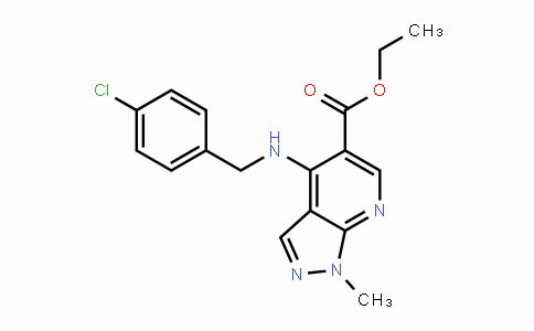 MC120535 | 1221715-35-0 | Ethyl 4-{[(4-chlorophenyl)methyl]amino}-1-methyl-1H-pyrazolo[3,4-b]pyridine-5-carboxylate