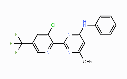 CAS No. 1357147-49-9, 2-[3-Chloro-5-(trifluoromethyl)-2-pyridinyl]-6-methyl-N-phenyl-4-pyrimidinamine