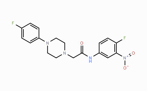 CAS No. 882749-29-3, N-(4-Fluoro-3-nitrophenyl)-2-[4-(4-fluorophenyl)piperazino]acetamide