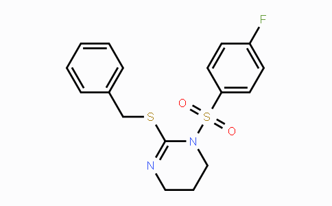 CAS No. 866153-34-6, 2-(Benzylsulfanyl)-1-[(4-fluorophenyl)sulfonyl]-1,4,5,6-tetrahydropyrimidine