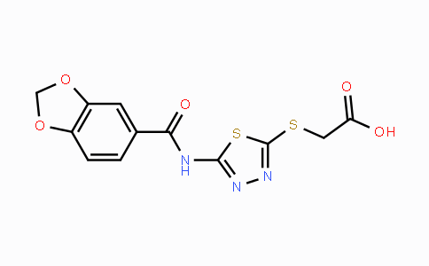 CAS No. 294853-40-0, 2-({5-[(1,3-Benzodioxol-5-ylcarbonyl)amino]-1,3,4-thiadiazol-2-yl}sulfanyl)acetic acid