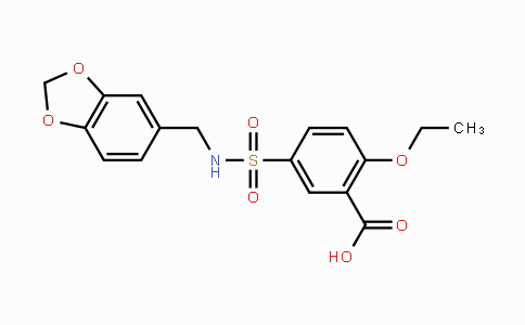 CAS No. 866156-08-3, 5-{[(1,3-Benzodioxol-5-ylmethyl)amino]sulfonyl}-2-ethoxybenzenecarboxylic acid