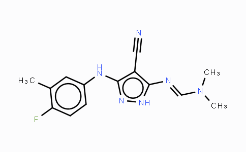 CAS No. 1106699-25-5, N'-[4-Cyano-3-(4-fluoro-3-methylanilino)-1H-pyrazol-5-yl]-N,N-dimethyliminoformamide