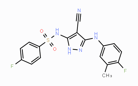 CAS No. 1031703-86-2, N-[4-Cyano-3-(4-fluoro-3-methylanilino)-1H-pyrazol-5-yl]-4-fluorobenzenesulfonamide