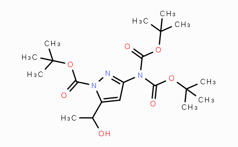 CAS No. 1439824-04-0, tert-Butyl 3-(bis(tert-butoxycarbonyl)amino)-5-(1-hydroxyethyl)-1H-pyrazole-1-carboxylate