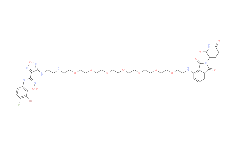 2488851-89-2 | (Z)-N-(3-溴-4-氟苯基)-4-((26-((2-(2,6-二氧代哌啶-3-基)-1,3-二氧代异吲哚啉-4-基)氨基)-6,9,12,15,18,21,24-七氧杂-3-氮杂二十六烷基)氨基)-N'-羟基-1,2,5-恶二唑-3-甲脒