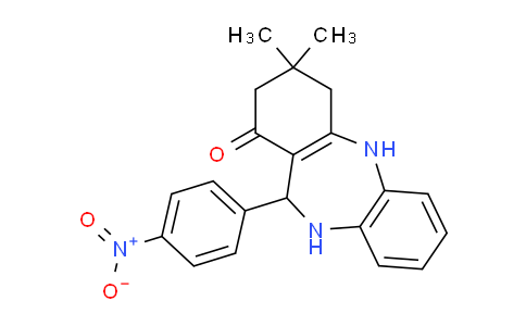 CAS No. 82408-04-6, 3,3-Dimethyl-11-(4-nitrophenyl)-2,3,4,5,10,11-hexahydro-1H-dibenzo[b,e][1,4]diazepin-1-one