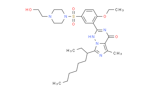 MC160W74 | 252672-58-5 | Imidazo[5,1-f][1,2,4]triazin-4(1H)-one, 2-[2-ethoxy-5-[[4-(2-hydroxyethyl)-1-piperazinyl]sulfonyl]phenyl]-7-(1-ethylheptyl)-5-methyl-