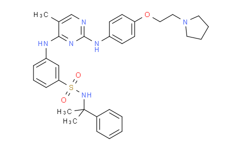 MC160Z28 | 2570457-73-5 | Benzenesulfonamide, N-(1-methyl-1-phenylethyl)-3-[[5-methyl-2-[[4-[2-(1-pyrrolidinyl)ethoxy]phenyl]amino]-4-pyrimidinyl]amino]-