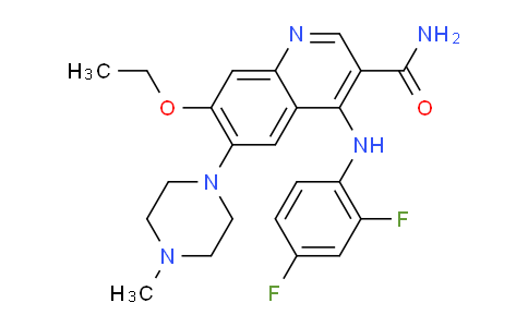 DY168N01 | 953798-95-3 | 3-Quinolinecarboxamide, 4-[(2,4-difluorophenyl)amino]-7-ethoxy-6-(4-methyl-1-piperazinyl)-
