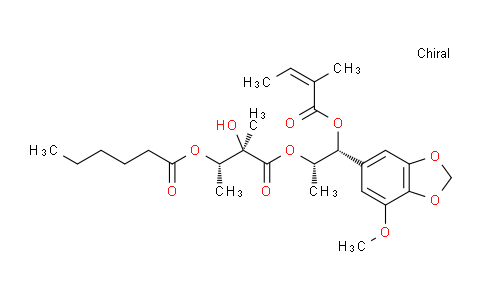 918784-99-3 | Hexanoic acid, (1S,2R)-2-hydroxy-3-[(1S,2R)-2-(7-methoxy-1,3-benzodioxol-5-yl)-1-methyl-2-[[(2Z)-2-methyl-1-oxo-2-buten-1-yl]oxy]ethoxy]-1,2-dimethyl-3-oxopropyl ester