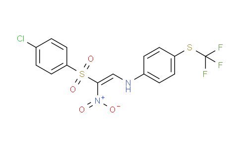 CAS No. 1025316-32-8, N-[(E)-2-(4-chlorophenyl)sulfonyl-2-nitroethenyl]-4-(trifluoromethylsulfanyl)aniline