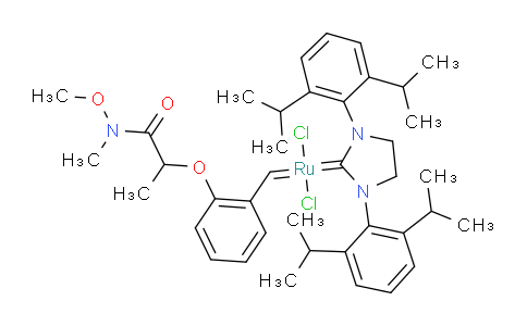 MC18D493 | 1448663-06-6 | [1,3-Bis[2,6-di(propan-2-yl)phenyl]imidazolidin-2-ylidene]-dichloro-[[2-[1-[methoxy(methyl)amino]-1-oxopropan-2-yl]oxyphenyl]methylidene]ruthenium