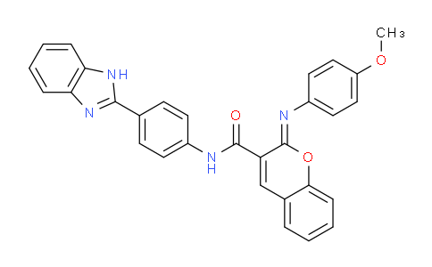 MC1A1648 | 478342-74-4 | (2Z)-N-[4-(1H-1,3-benzodiazol-2-yl)phenyl]-2-[(4-methoxyphenyl)imino]-2H-chromene-3-carboxamide