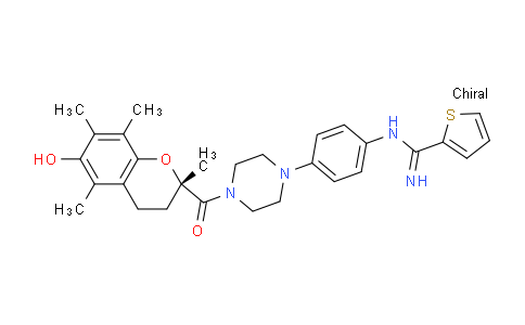 214348-10-4 | N1-[4-[4-[6-Hydroxy-2,5,7,8-tetramethyl-3,4-dihydro-2H-1-benzopyran-2(S)-ylcarbonyl]piperazin-1-yl]phenyl]thiophene-2-carboxamidine