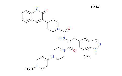 1337918-83-8 | 4-(1,2-Dihydro-2-oxo-3-quinolinyl)-N-((1R)-1-((7-methyl-1H-indazol-5-yl)methyl)-2-(4-(1-methyl-4-piperidinyl)-1-piperazinyl)-2-oxoethyl)-1-piperidinecarboxamide
