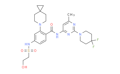 2410796-79-9 | N-(2-(4,4-Difluoropiperidin-1-yl)-6-methylpyrimidin-4-yl)-4-((2-hydroxyethyl)sulfonamido)-2-(6-azaspiro[2.5]octan-6-yl)benzamide