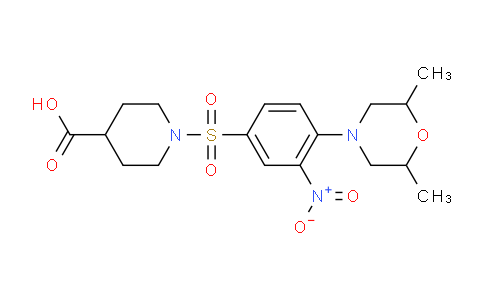 866050-23-9 | 1-([4-(2,6-DIMETHYLMORPHOLINO)-3-NITROPHENYL]SULFONYL)-4-PIPERIDINECARBOXYLIC ACID