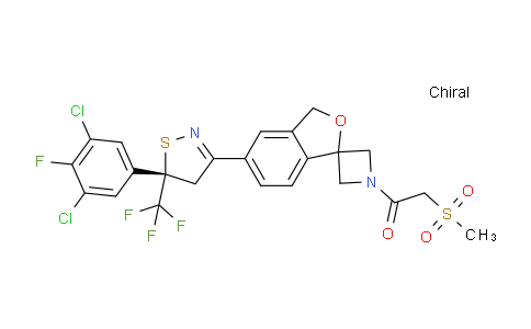 MC1N9473 | 2329650-71-5 | Ethanone, 1-[5'-[(5S)-5-(3,5-dichloro-4-fluorophenyl)-4,5-dihydro-5-(trifluoromethyl)-3-isothiazolyl]spiro[azetidine-3,1'(3'H)-isobenzofuran]-1-yl]-2-(methylsulfonyl)-