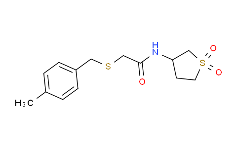 DY1R7172 | 869630-36-4 | Acetamide, 2-[[(4-methylphenyl)methyl]thio]-N-(tetrahydro-1,1-dioxido-3-thienyl)-