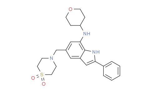 MC1S7160 | 1120332-55-9 | 1H-Indol-7-amine, 5-[(1,1-dioxido-4-thiomorpholinyl)methyl]-2-phenyl-N-(tetrahydro-2H-pyran-4-yl)-